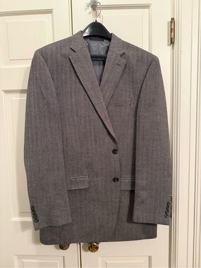 Chaps Gray Herringbone Two-Button Sport Coat